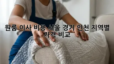 원룸 이사 비용: 서울, 경기, 인천 지역별 가격 비교